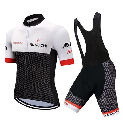 Summer Short Riding Bicycle Cycling Clothing Set Men Sport Jerseys Suits Black Bib Pants