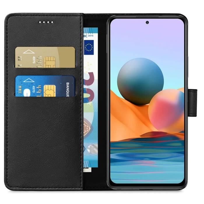 Etui Portfelowe - Phonillico® - Xiaomi REDMI NOTE 10 PRO - Czarny - Efekt Skóry - Podpórka do Oglądania