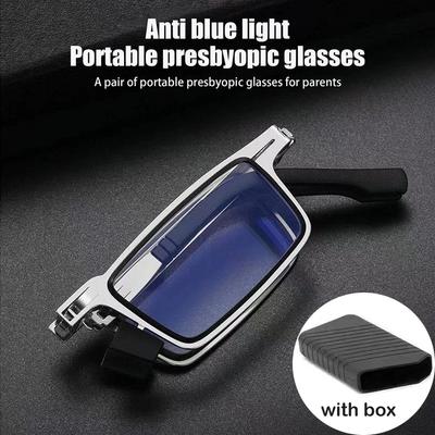 Anti Blue Light Folding Reading Glasses Full Frame Metal Eyewear HD Ultra Light Portable for Men Women Comfortable
