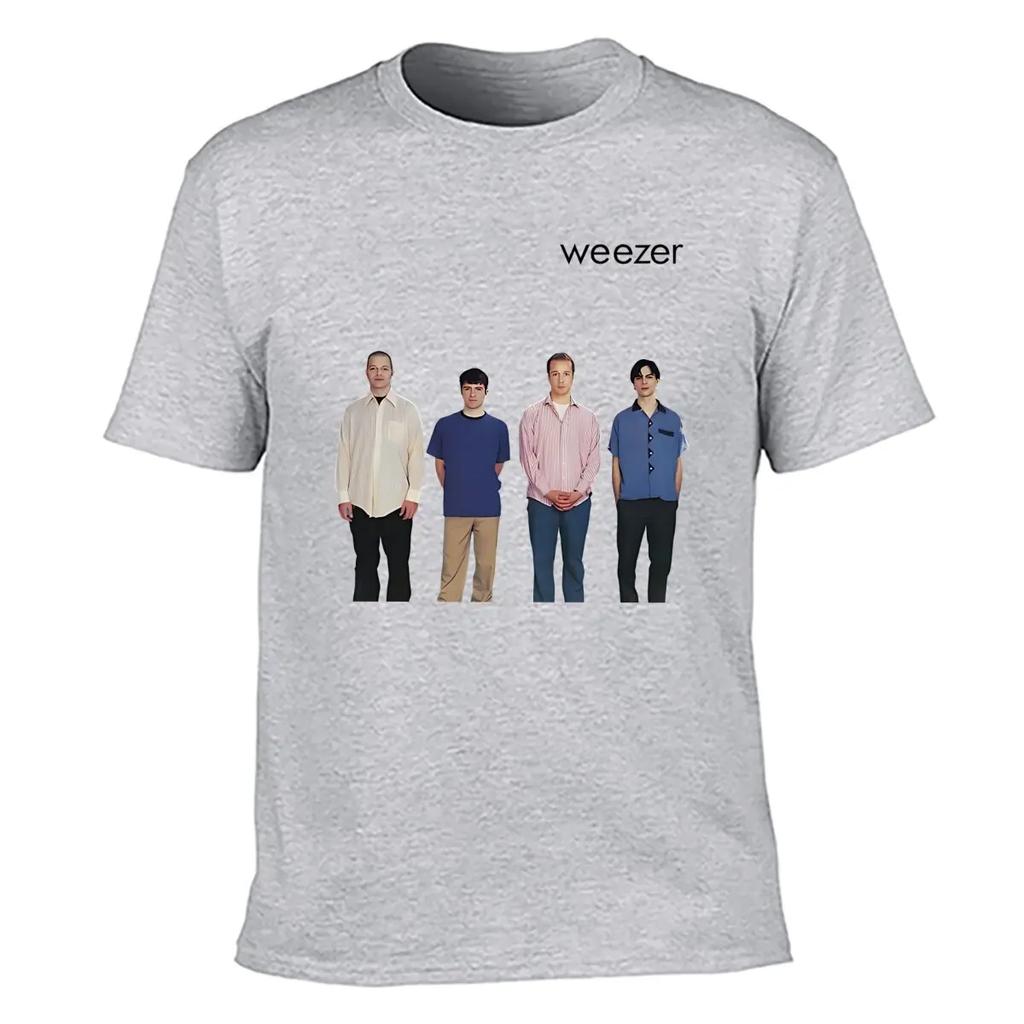 Weezer 1994 Album Nadruk Zespołu Koszulka Męska Letnia Hip-hop Ulica Codzienny Luźny T-shirt Oversize Okrągły Dekolt Krótki Rękaw Top
