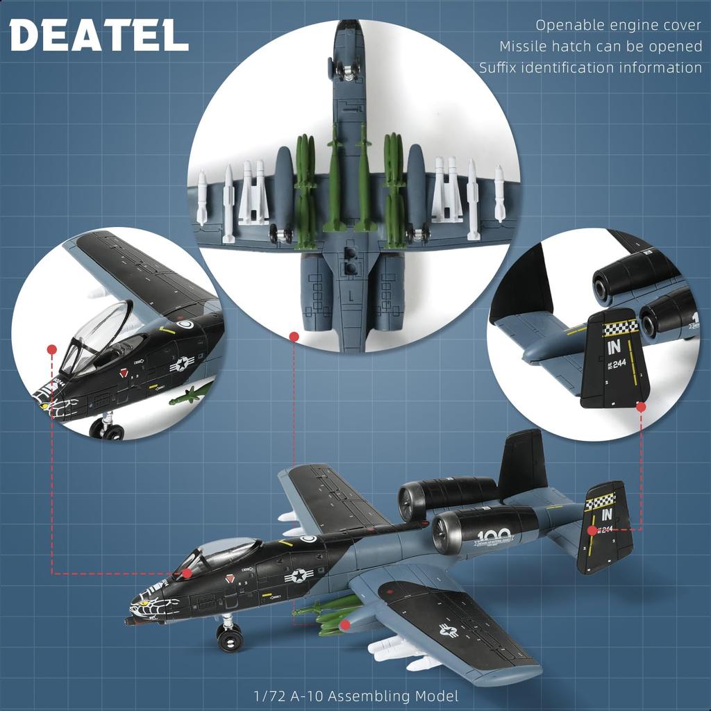 A-10 Fighter 1/72 Plastic Model Scale (including base) Assembly model Home placement collection and decoration Creative gift