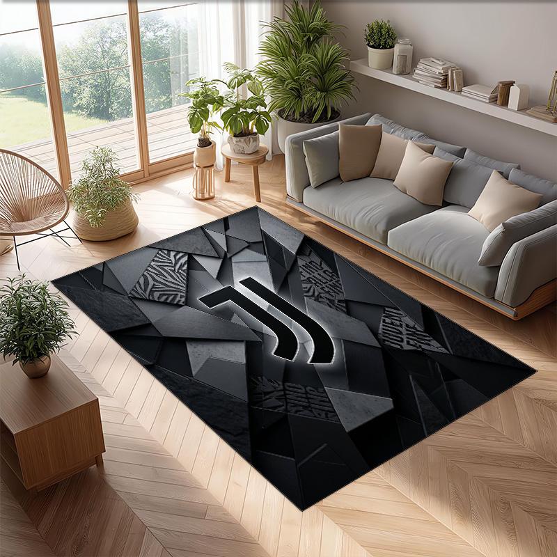 Tappeto in Flanella Stampato Juventus FC Antiscivolo Morbido Poliestere Tappeto per Pavimento Tappetino Decorativo per Interni per Camera da Letto Soggiorno Divano
