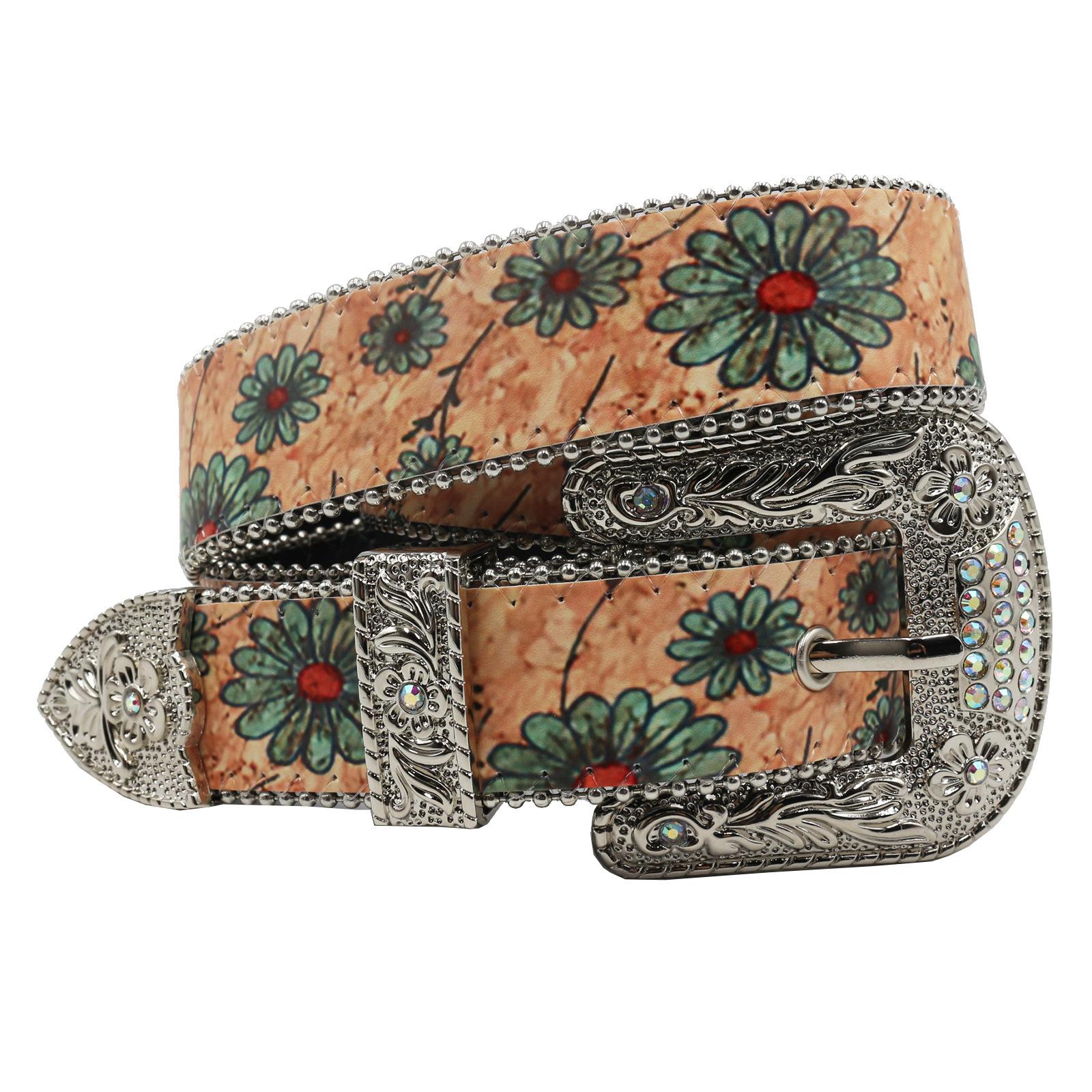 

Западная Европа и Америка джинсовый ремень с принтом из стразов Y2K панк джинсы ремень из искусственной кожи 125cm имбирный