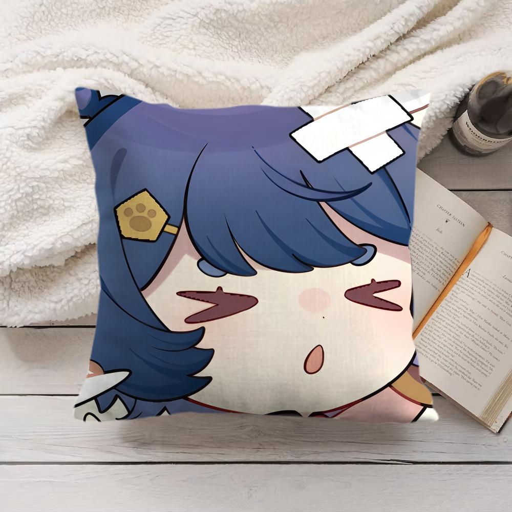 Xiangling Cute Genshin Impact Cushion Cover Silky Short Plush Invisible Zipper Dustproof Sofa Pillow Case For Home Decor