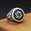 Bague Étoile de David Punk Vintage Hip Hop Biker Acier Inoxydable Hexagramme avec Aigles Bagues pour Hommes Femmes Amulette Bijoux Vente en Gros