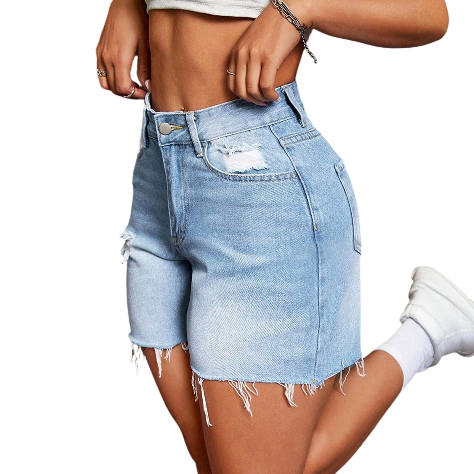 

Women s Denim Classic Versatile High-waisted Fashion Shorts XL синий