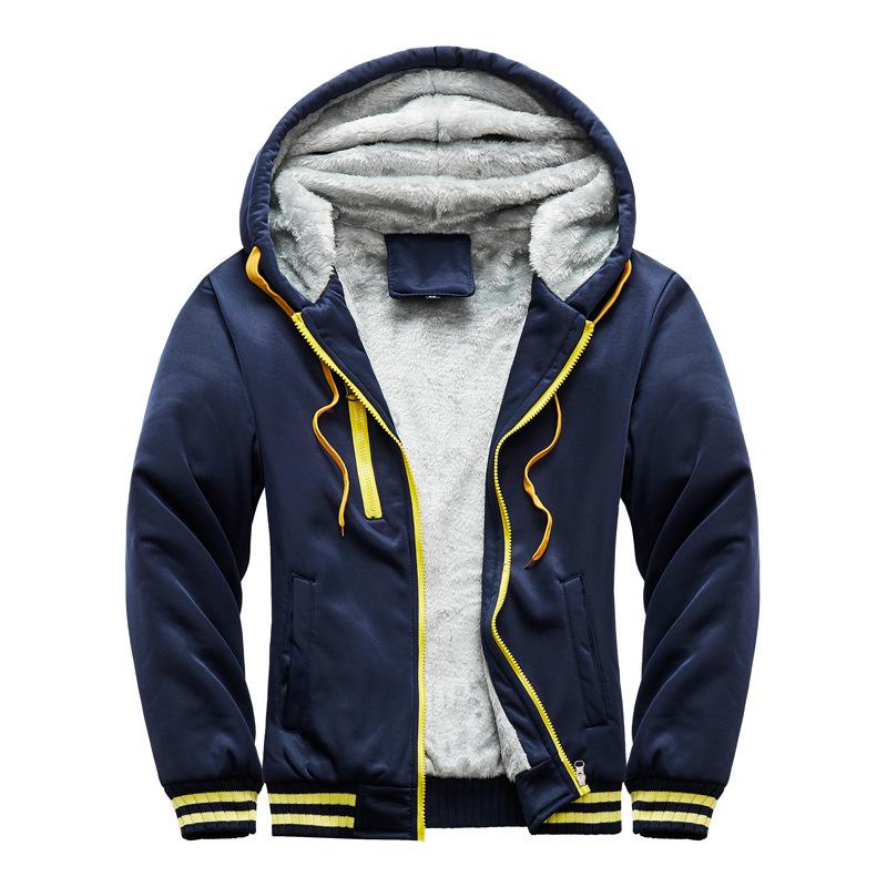 Mens Sweatshirt Hooded Autumn and Winter Men's Baseball Clothing Padded and Thickened Men's Jacket Warmth