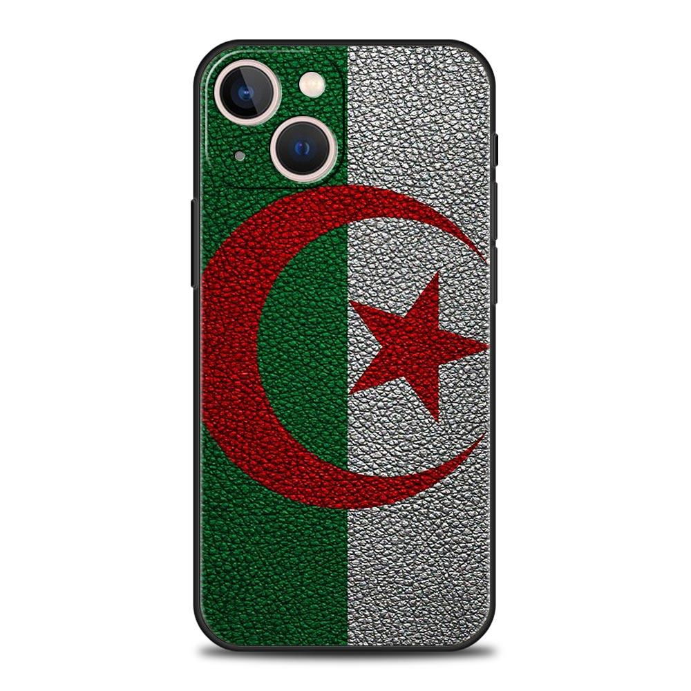 

Algeria Flag Luxury Phone Case For iPhone 13 15 14 12 Mini 11 Pro MAX XR X SE XS 7 8 Plus Silicone Black Protection Cover iPhone 11Pro Max