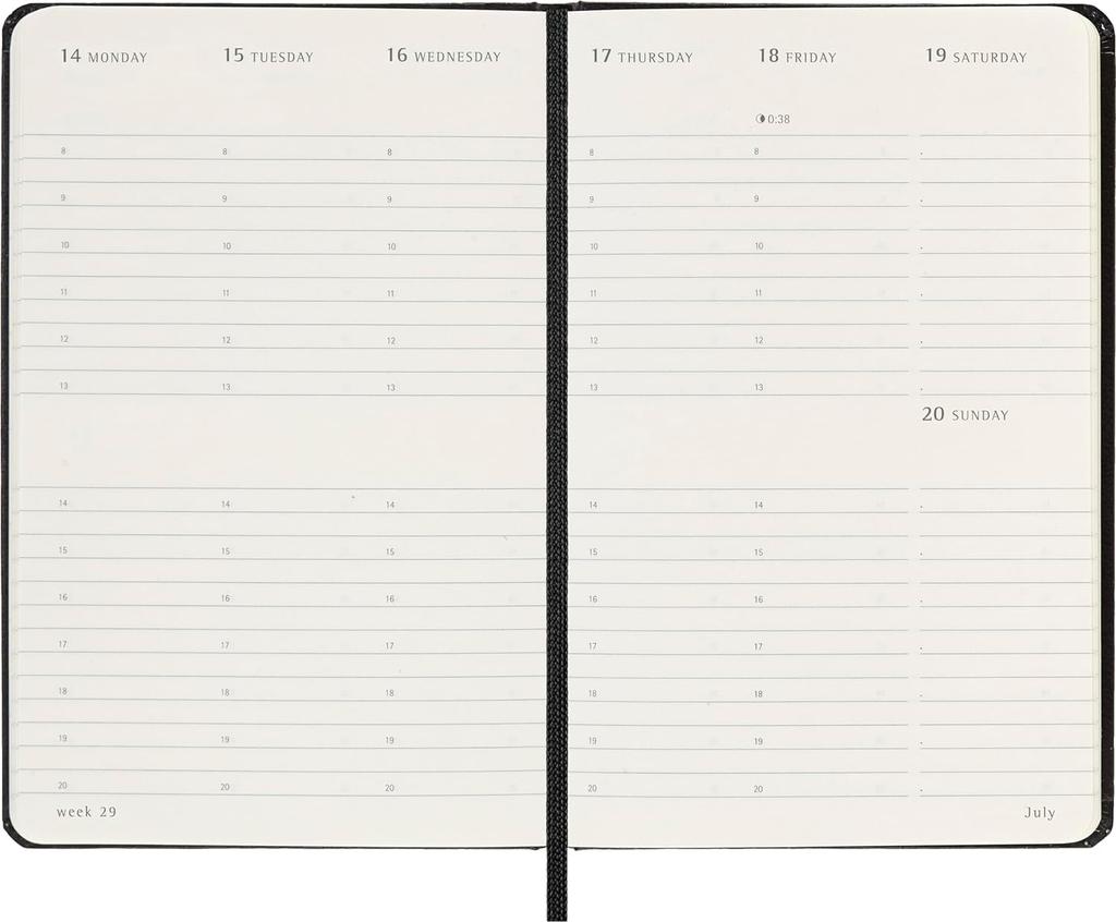Moleskine Classic 12 Month 2025 Weekly Vertical Planner, Hard Cover, Pocket (3.5" X 5.5"), Black, 144 Pages