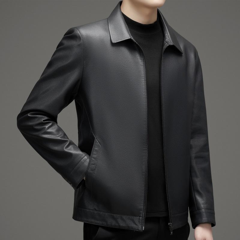 Genuine Leather Jacket for Men In Autumn and Winter, Plush Leather Jacket, Men's Lapel Casual Jacket, Daddy Sheepskin Top