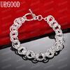 925 Sterling Silver Multi Ring Chain OT Buckle Bracelet Fashion Wedding Jewelry