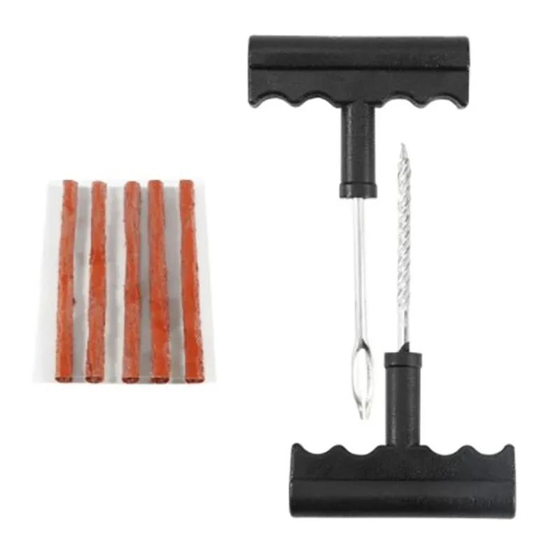 

Motorcycle and truck vacuum tire repair tool kit, car tire repair tool set with rubber strips for tubeless tire puncture plug червоний