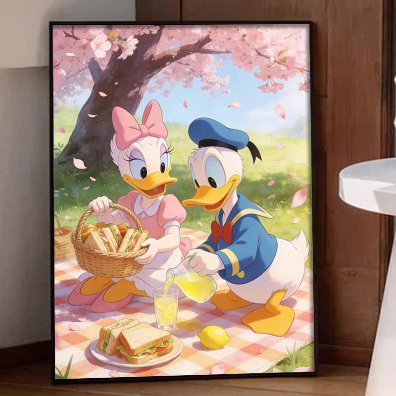 Disney Donald Duck Daisy Picnic Diamond Painting Art Kit Handmade DIY5D Home Decor Gift