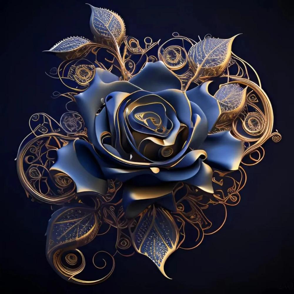 Diamant-Gemälde voller Bohrer, süßes Tier, rundes Diamant-Gemälde, handgefertigt, blaue Rose, Diy-Diamant-Mosaik-Gemälde, Heimdekoration