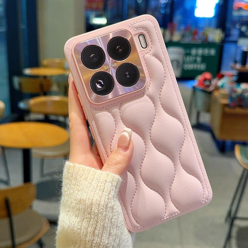 Small Fragrance Leather Grain Lens Full Coverage Protection Case For Xiaomi 15 Pro Mi15 Xiaomi 14 Pro Hard Protect Cover