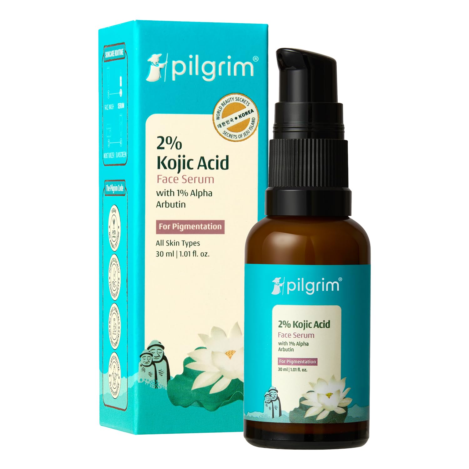 

Pilgrim 2% Kojic Acid Face Serum 30 ml Pack with 1% Alpha Arbutin & White Lotus for Dark Spots