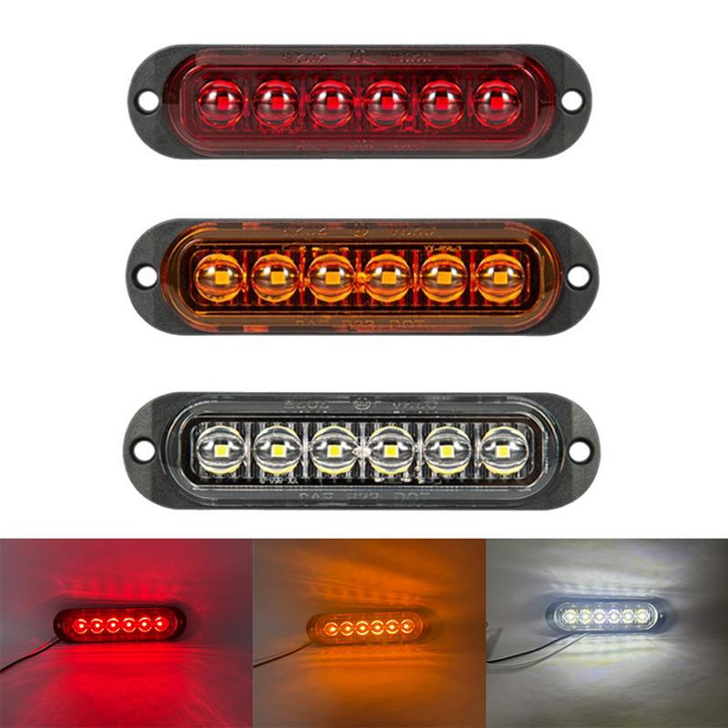 10Pcs 12V 24V 6 Led Side Marker Lights Warning Light Auto Car External Lights Trailer Truck Lorry Clearance Lamp Red Amber White