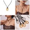 Qiong Yao Stainless Steel Personalized Day Pendant Leather Clavicle Chain, PVD Gold Plated, Adjustable Fashion Sweater Necklace.
