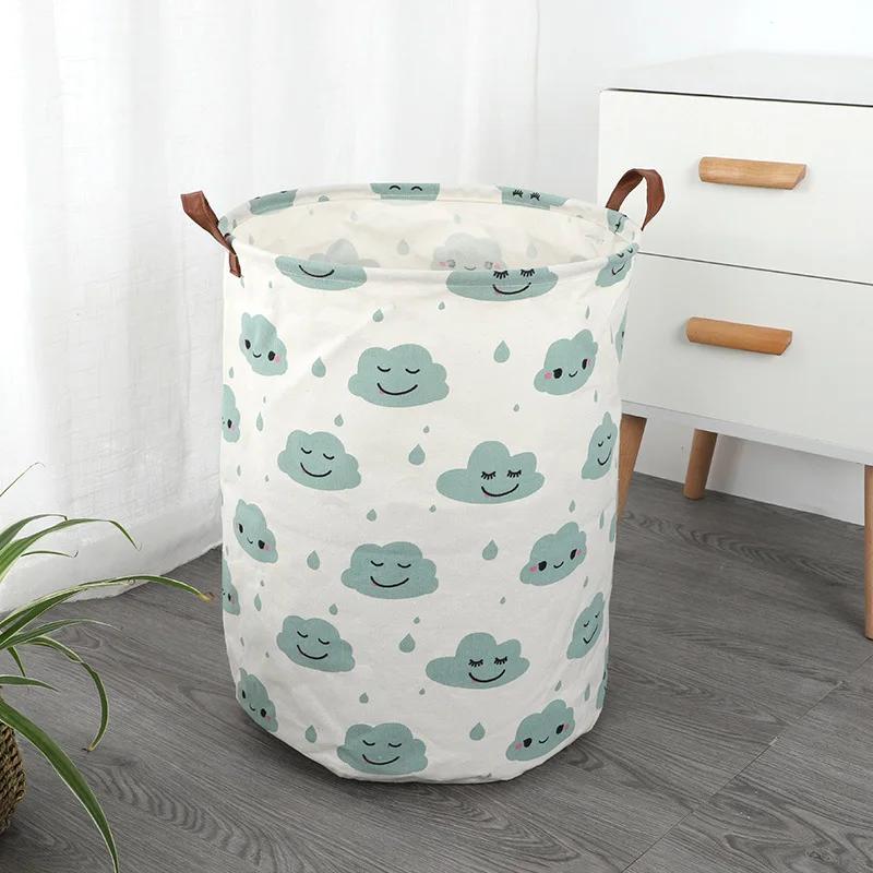 Large Capacity Fabric Laundry Basket Folding Waterproof Clothes Storage Basket Home Children Toy Sundries Storage Bag Organizer