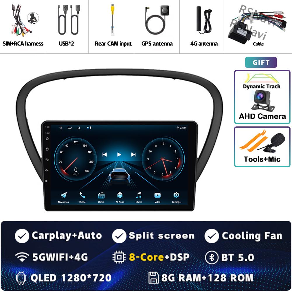 Android 14 Carplay Car Radio For Peugeot 607 2004-2010 Multimedia Video Player Navigation GPS Stereo 2Din DVD Head Unit WIFI+4G