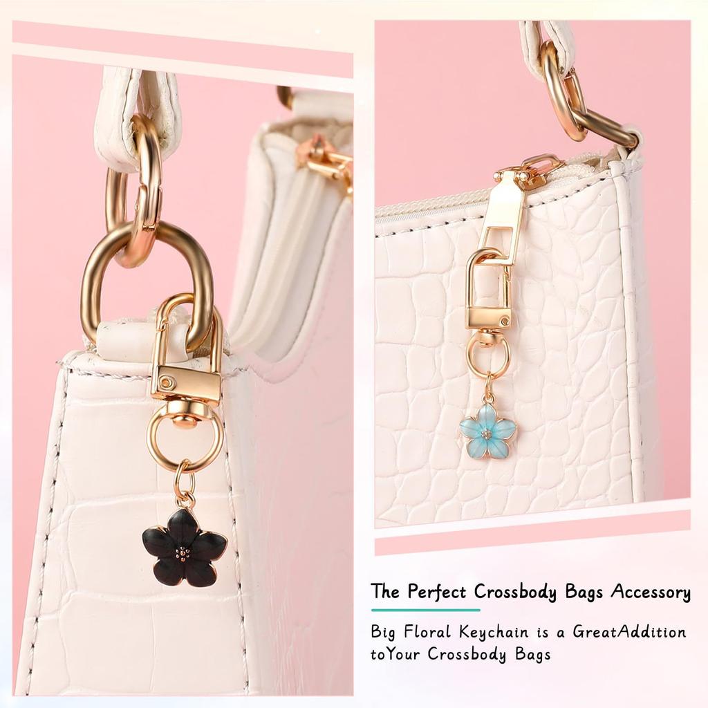 5 Pcs Creative Cherry Blossom Keychain Colorful Flower Bag Pendant Small Gift Decoration Couple Family Keychain Pendant