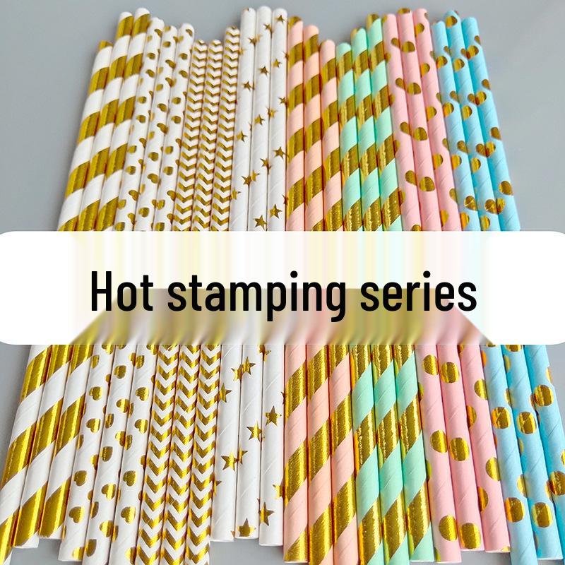 Eco-Friendly Disposable Decorative Paper Straws for Beverages and Desserts