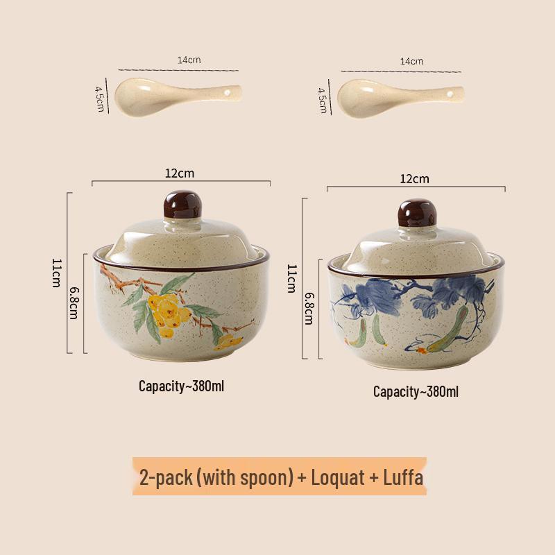 Chinese Retro Ceramic Single-Serve Stew and Soup Pot with Lid
