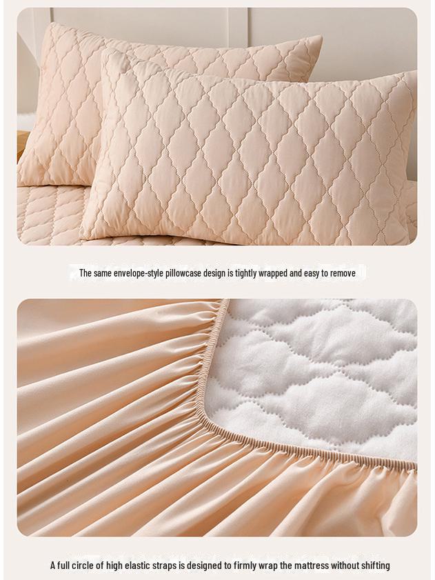 Waterproof Solid Color Quilted Bed Sheet - Thickened, Urine-Proof Mattress Protector