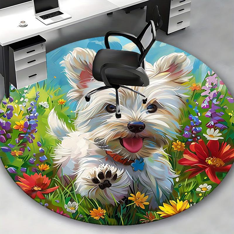 1pc Anime Design Round Carpet Office Chair Mat, Non Slip Rug for Home Decor, All Seasons