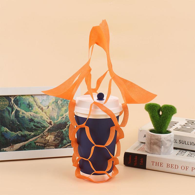 Portable Non Woven Water Cup Holder Reusable Milk Tea Beverage Tote Bag for Work Travel and Restaurant Use