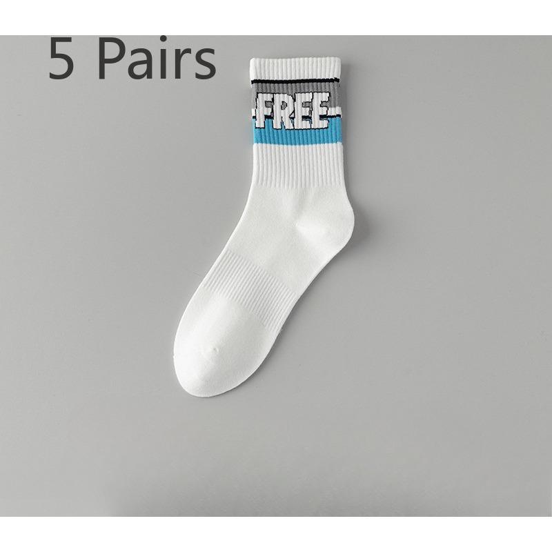 5 par białych skarpet męskich letnich cienkich do połowy łydki bawełnianych pochłaniających pot antybakteryjnych sportowych letnich bawełnianych skarpet