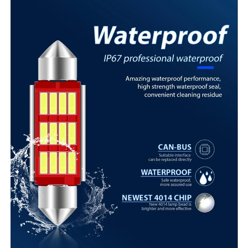 12pcs Interior Lights LED 31mm 36mm 39mm 41mm Feston C5w C10w Interior Dome Light Reading Light License Plate Light Camping Light