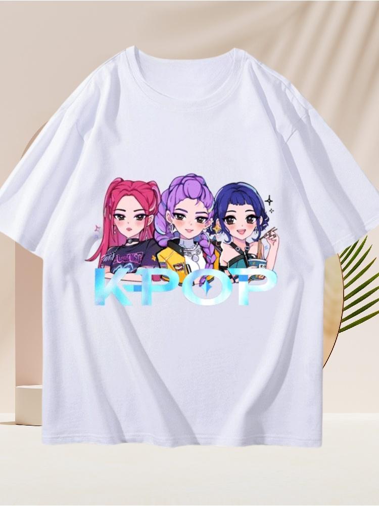 KPOP Demon Hunter Girl Group Merch Zoey Mirala Short Sleeve Printed Unisex Summer Versatile Cotton T-shirt Fashion Trend