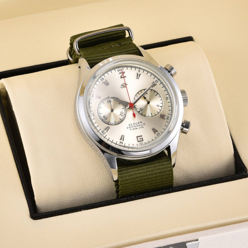 22 ZUAN Retro Seagull 1963 Pilot Chronometr Pánské Hodinky St1901 Arcylic NATO Nylon SGL Náramkové Hodinky