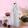 12pcs Simple Linen Fabric Wine Bag with Drawstring Champagne Decorative Cover