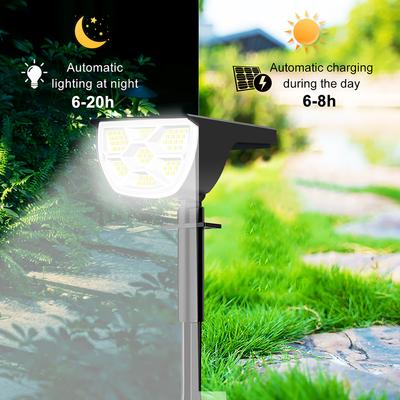 68/64/60LED Solar Landscape Spotlights Solar Powered Garden Lights 3 Modes Waterproof Wall Lamp Yard Driveway Pathway Garage