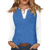 Women's T Shirt Color Block Button Long Sleeve Daily Weekend Fashion Basic V- Neck Regular Top