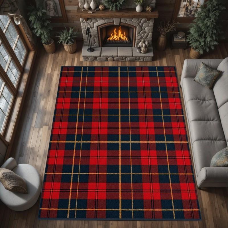 Classic Red Tartan Plaid Area Rug