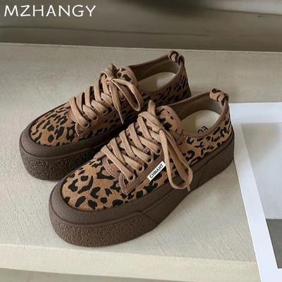 Leopard Women Platform Canvas Sneakers Autumn Casual Sport Shoes Woman 2024 Trend Fashion Loafers Shoes New Dress Mujer Zapatos