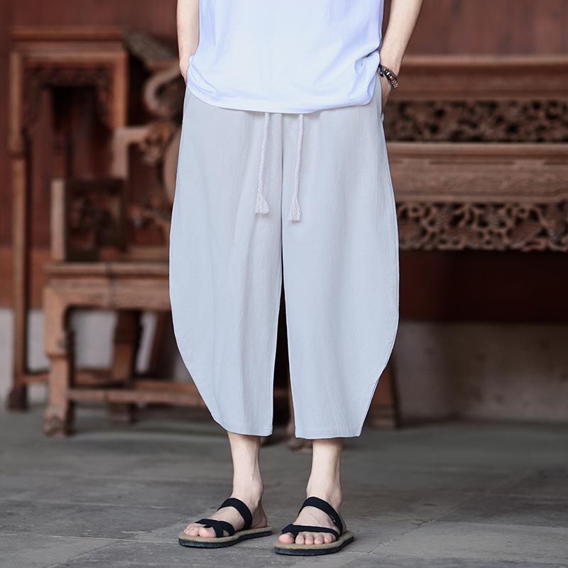 2025 Summer Men Cotton Linen Pants Men Loose Wide Leg Casual Trousers Male Comfortable Trendy Solid Color Pants Harajuku Pants