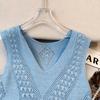 Sommer- und Herbstdesign Ärmellose Weste mit Schlitz Gehäkeltes Oberteil aus hohler Eisseide für Damen