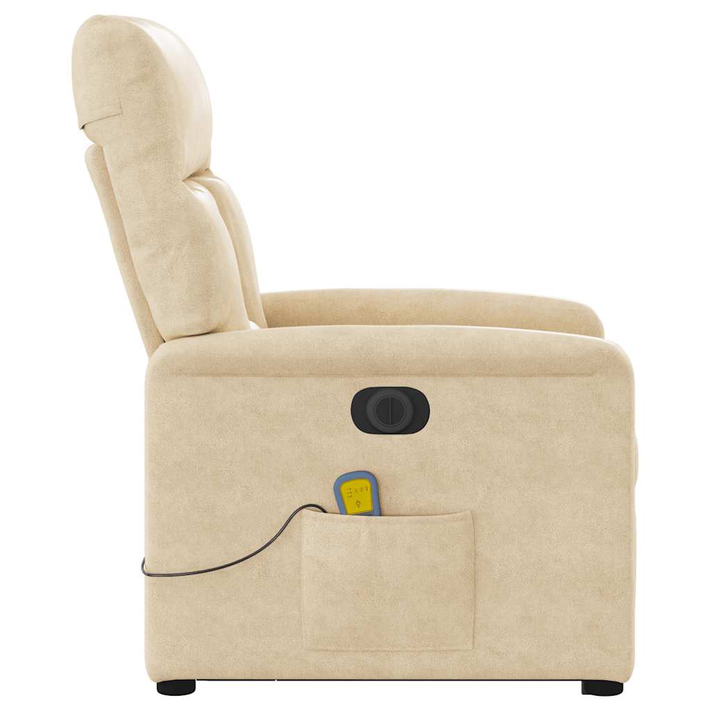 Electric Recliner Chair with Lift Assist Cream Microfiber Fabric