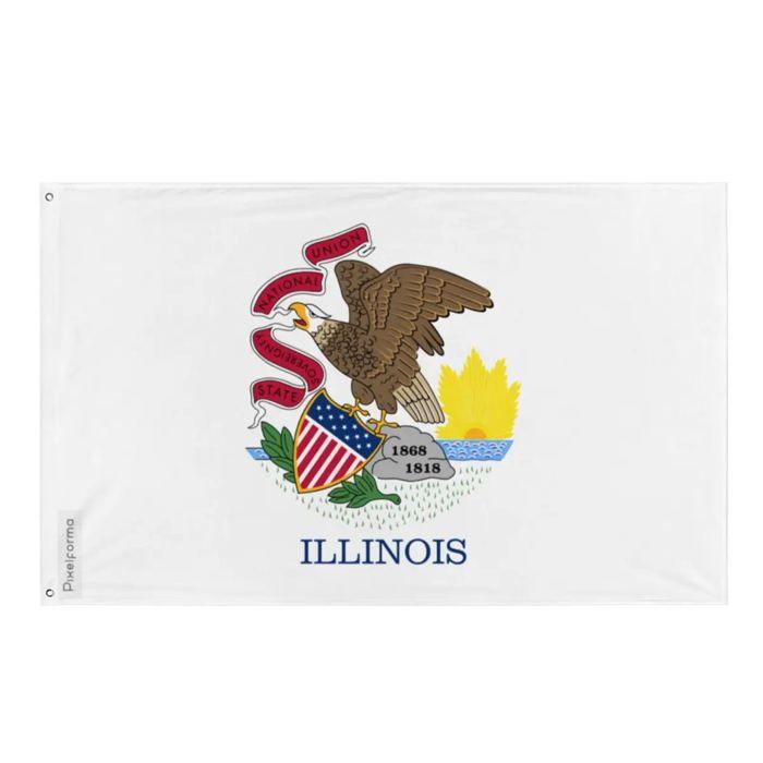 Drapeau - Illinois - 90 X 150 Cm - Polyester - Impression Recto/verso - Œillets En Fer