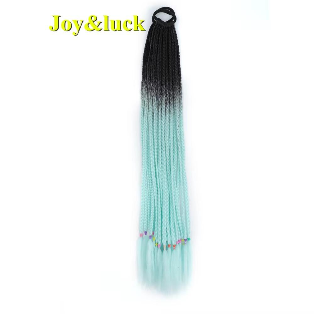 24 Zoll Ombre Yaki Straight Synthetische Haarverlängerungen Mädchen Farbe Geflochten Zopf Gummiband Box Braid