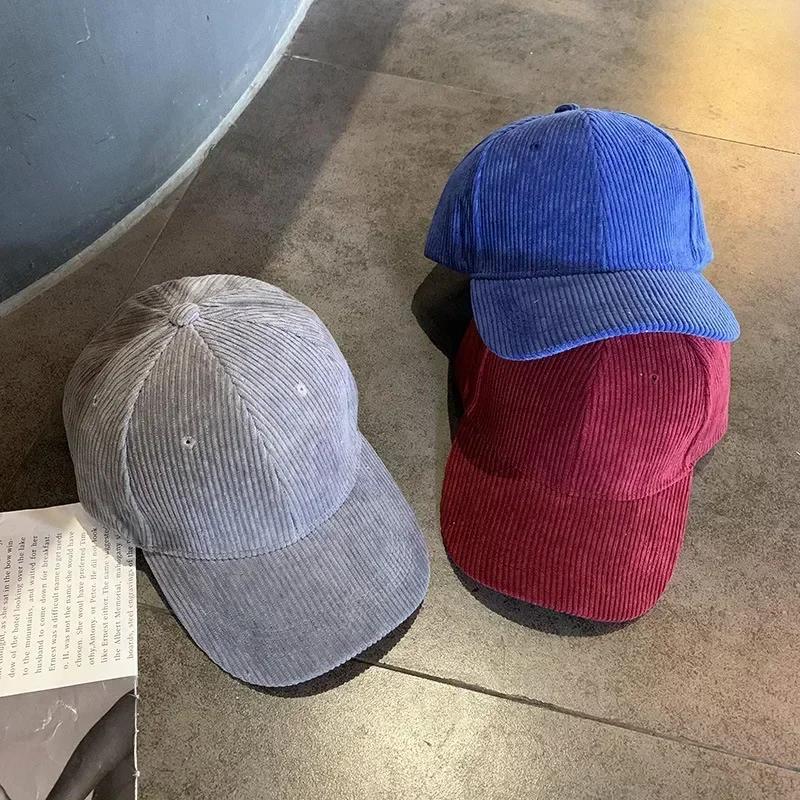 Men Corduroy Baseball Cap Women Spring Summer Embroidery Baseball Hat Men Outdoor Adjustable Sun Hat Vacation Casquette Gorras