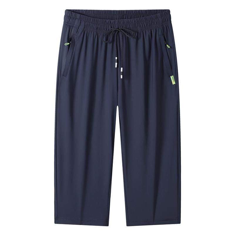 Men's Plus Size Quick-Dry Summer Silk Capris - Breathable, Fashionable, Loose-Fit Shorts