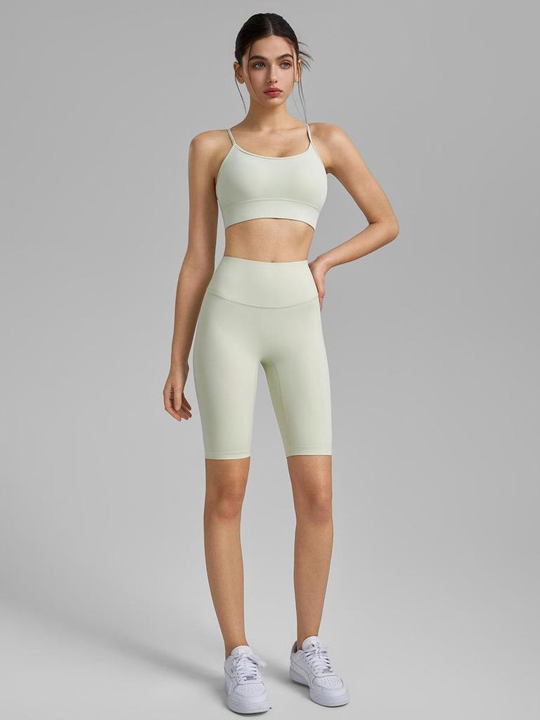 Autumn 2025 Women's Two-Piece Fitness Set: Lycra Yoga Capris & Sports Bra