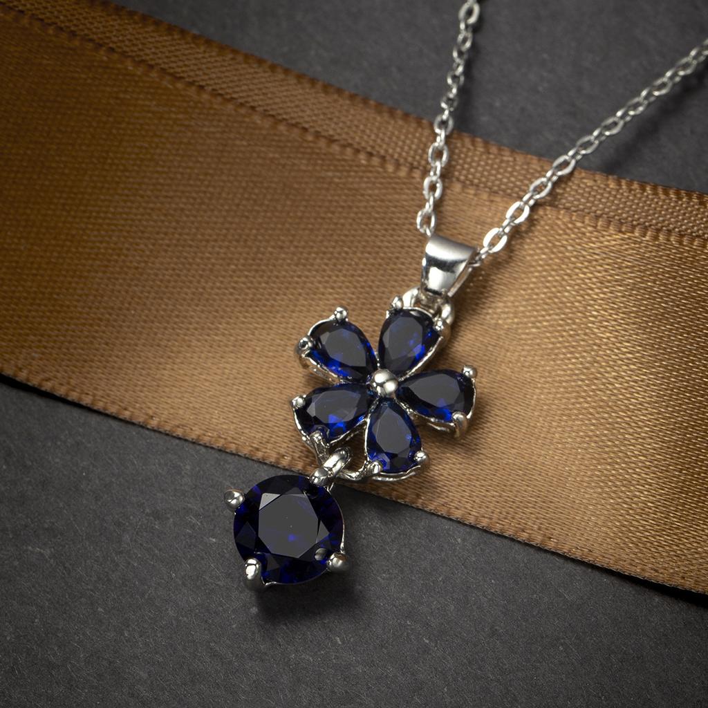 SODROV koreański Trend niebieska cyrkonia biżuteria wisiorek naszyjniki dla kobiet