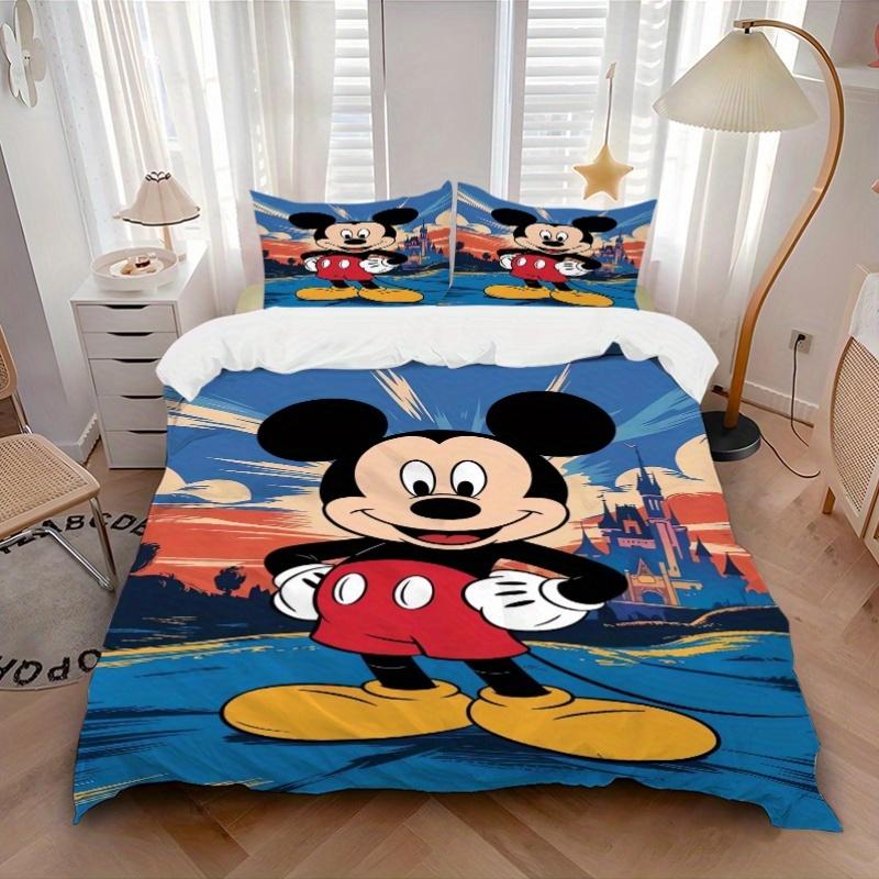 3pcs Mickey Design Disney Bedding Set, Includes Quilt Cover and Pillowcases, Suitable for All Seasons, Machine Washable, Ideal Gift for Fami