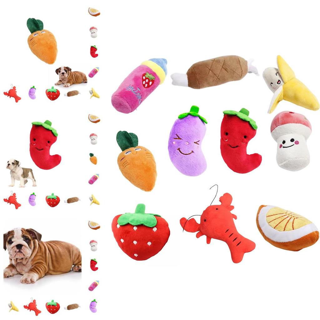 Fun And Adorable Pet Plush Toy Banana Chicken Leg Combo Pack